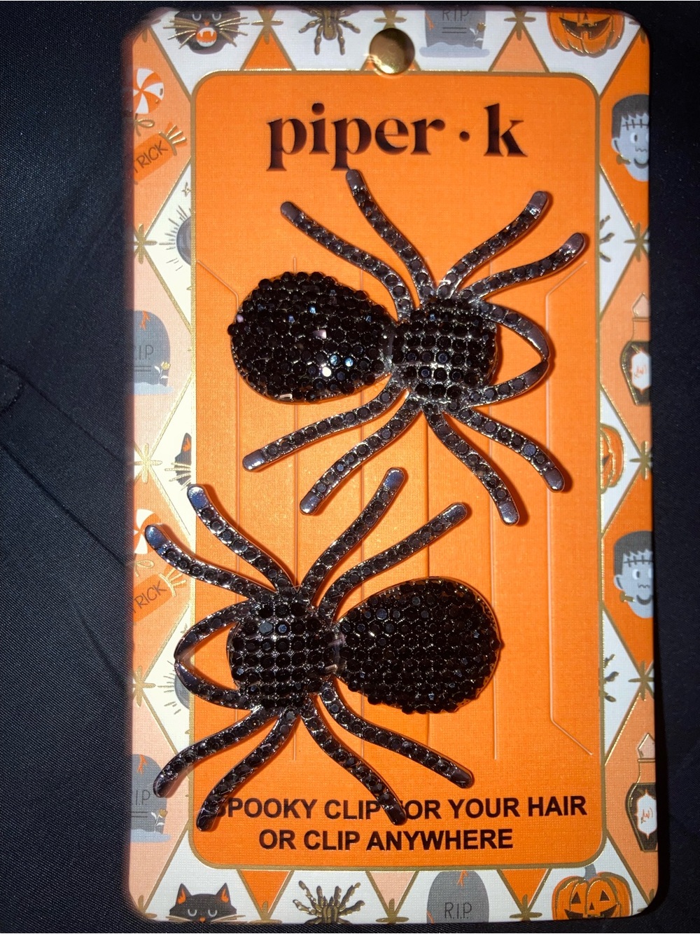 Piper·k Black Sequin Spider Hair Clips -NWT - Picture 2 of 4